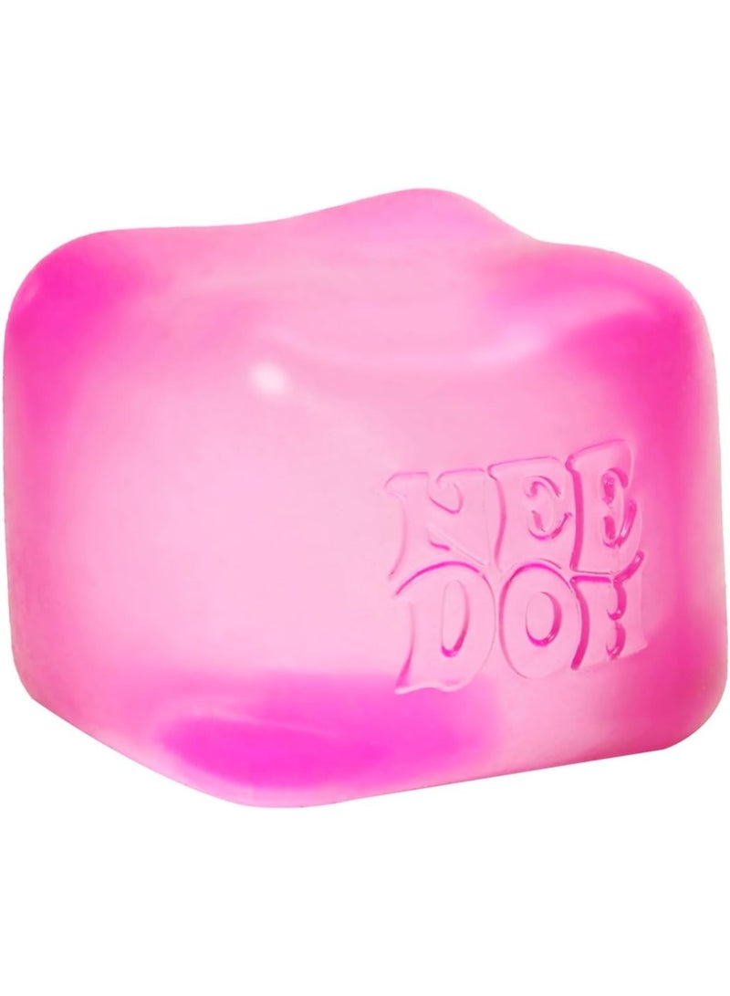 سكايلينغ NeeDoh Nice Cube Sensory Squeeze Toy, Super Solid Squish Stress Relief Cube, Returns to Shape for Endless Fidget Fun, Soft & Durable, 2.25 Inch Pink Cube - Image 1